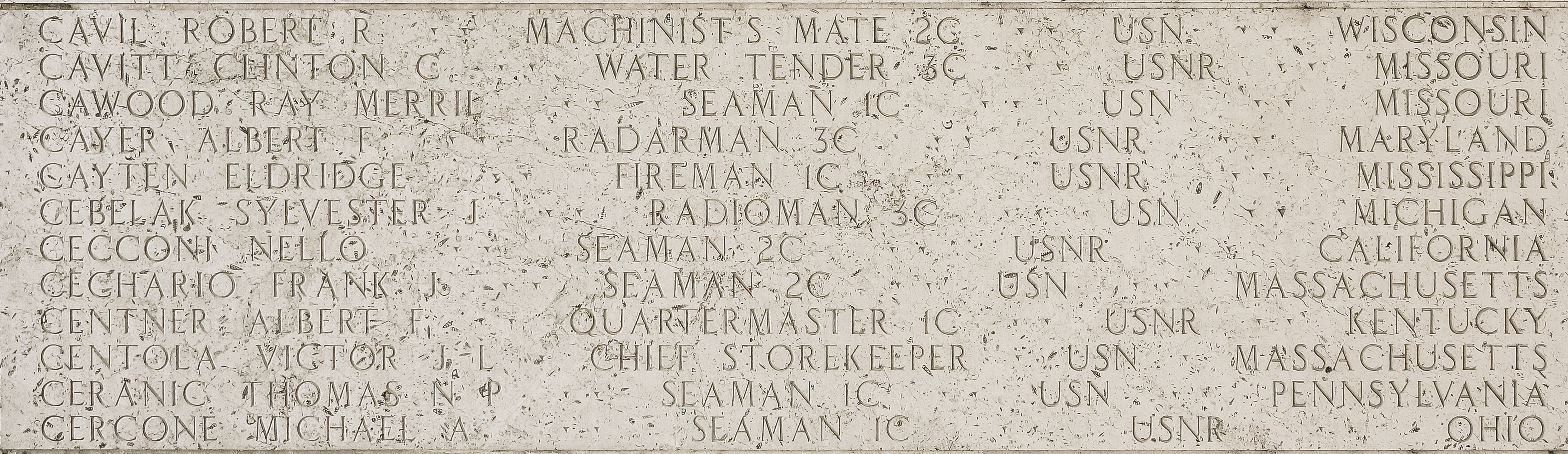 Albert F. Cayer, Radarman Third Class